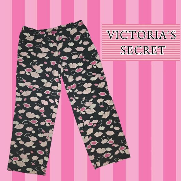 Y2K Victoria's Secret Kiss/Lip Print Pajama Pants Size Small Women's - Picture 1 of 3